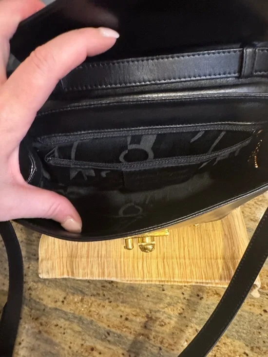 Salvatore Ferragamo Black Leather Crossbody with Gold Hardware EUC No callouts - Picture 6 of 10